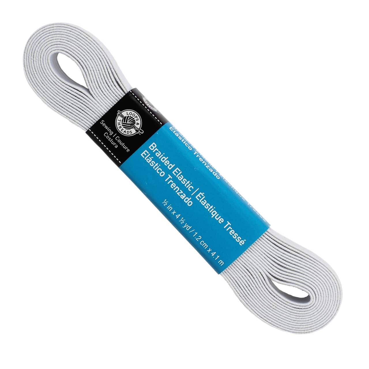 12 Pack: 1/2" Braided Elastic by Loops & Threads™